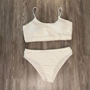 Classic White Textured Bikini Set - Women Swim